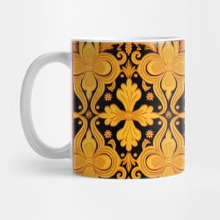 Russian Khokhloma Art Inspired Design Black and Gold Almost Clovers Mug